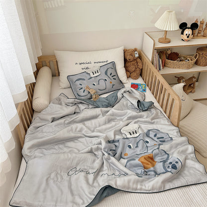 Wendbares Kinder-Bettwäscheset aus weicher Mikrofaser mit großem Teddybär‑Print und gesteppter Decke