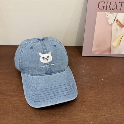 Damen Freizeit Baumwoll Baseball Cap mit Katzenstickerei Brehn