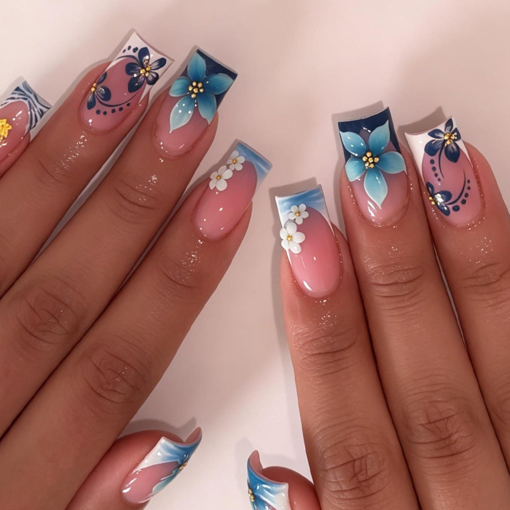 Blumenmuster Nagelkunst Verlängerungen Brehn