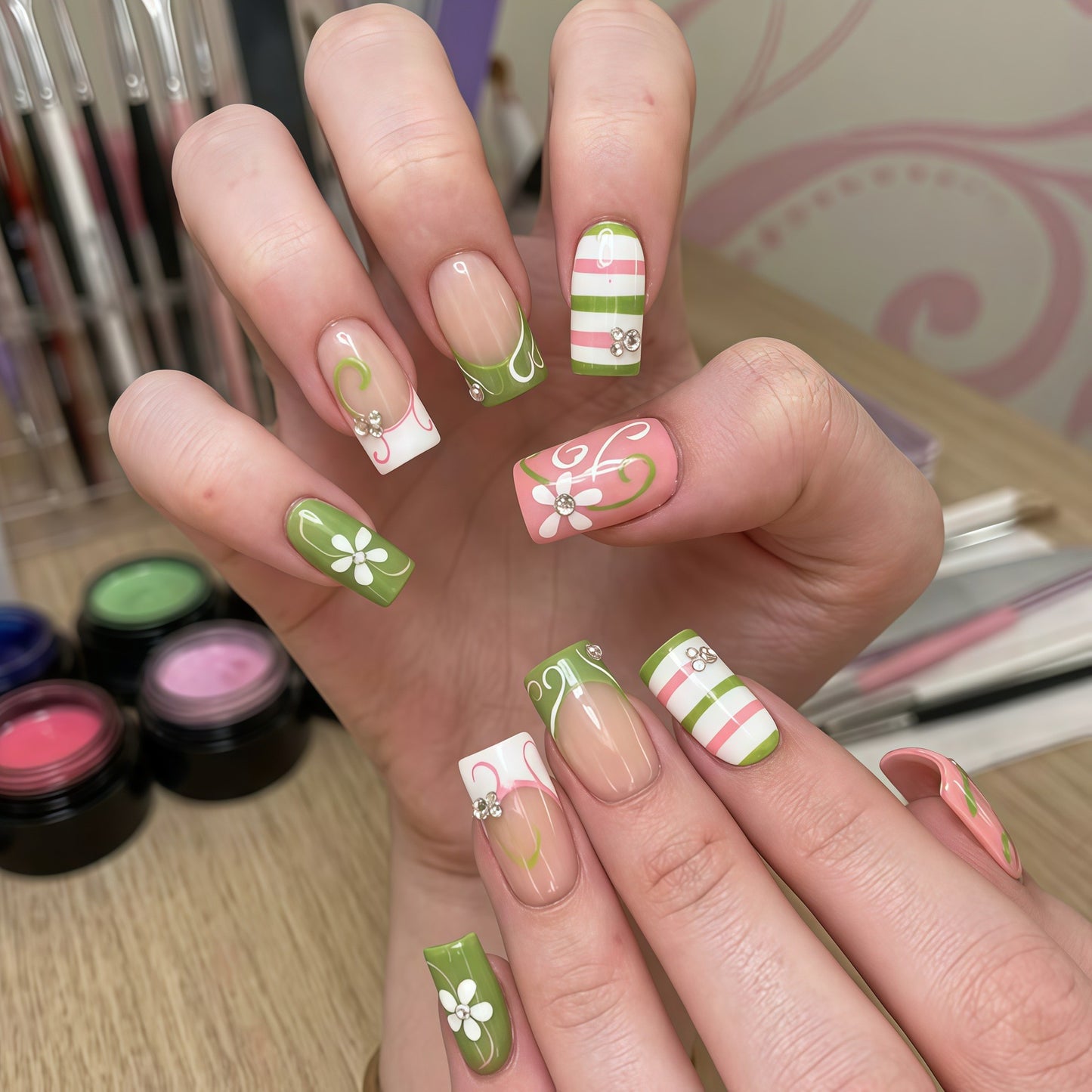 3D Floral Art Press-On Nail Set Brehn