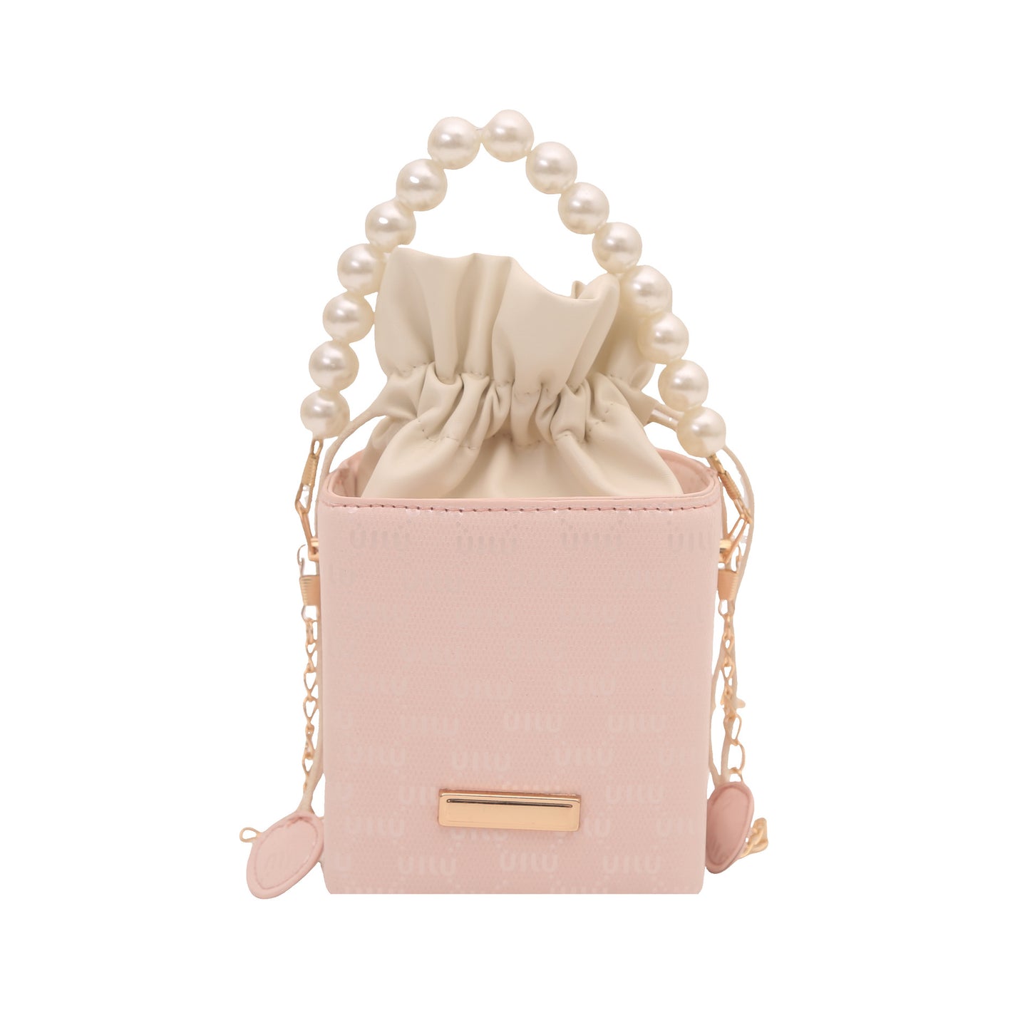 Elegante Mini-Eimer-Tasche mit Perlenhenkel Brehn