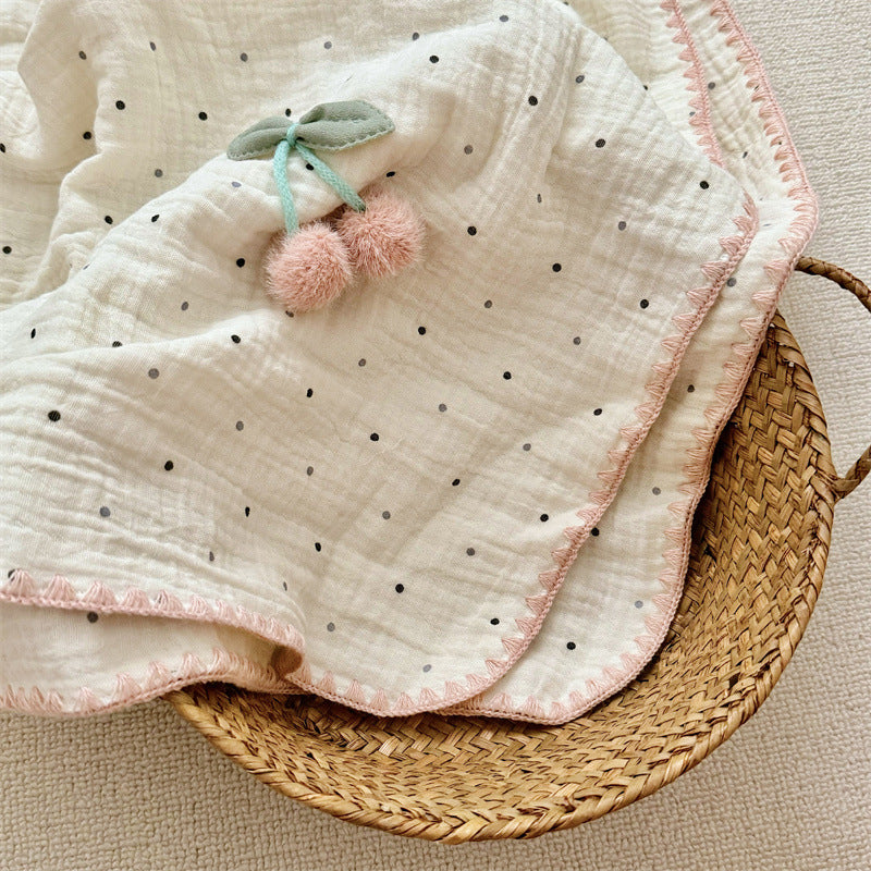 Unisex Kuschelige Musselin-Decke mit verspieltem Pompom-Design Brehn