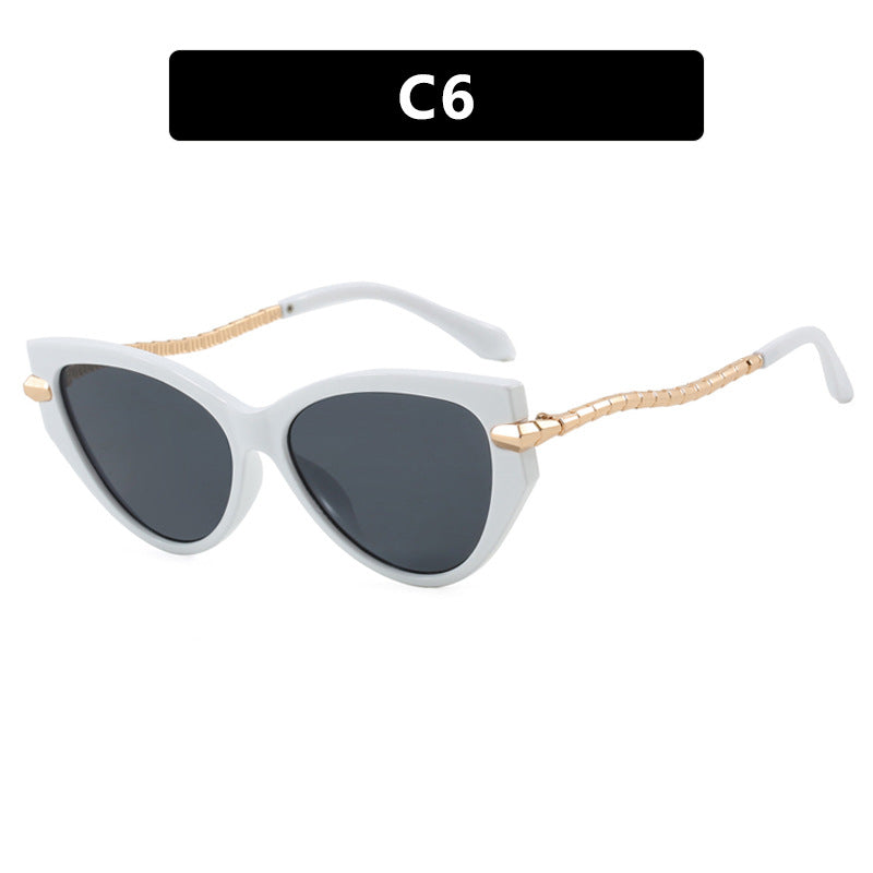 Damen Cat-Eye Sonnenbrille mit elegantem Metallrahmen und modischen Akzenten Brehn