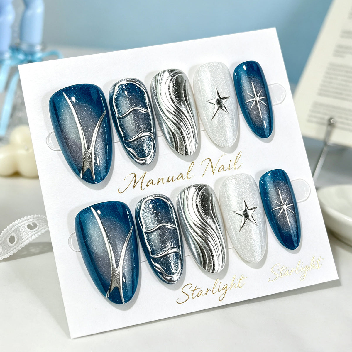 Künstlerisches Gel Press-On Nageldesign