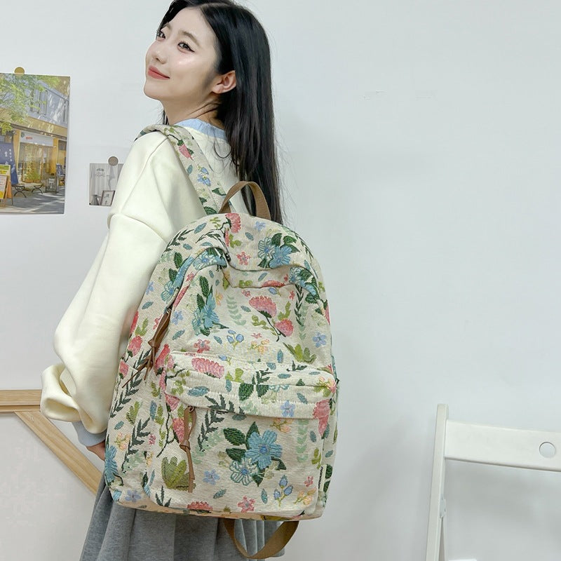 Blumenmuster Canvas Rucksack Brehn