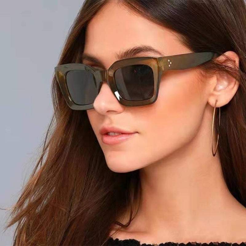 Damen modische quadratische Sonnenbrille mit schmalem Rand Brehn
