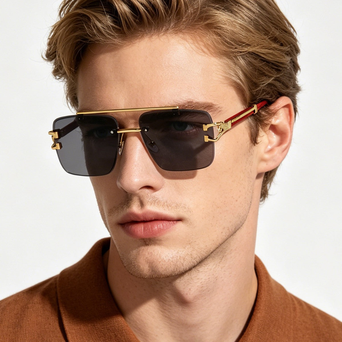Damen stilvolle quadratische Sonnenbrille mit luxuriösem Metallrahmen Brehn