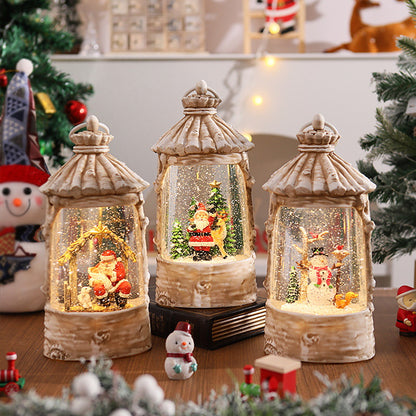 Beleuchtete Weihnachtslaterne mit Schneeszenen Brehn