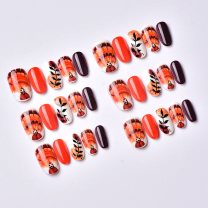 Herbst-Themen Dekorative Press-On Nagelkunst Set Brehn