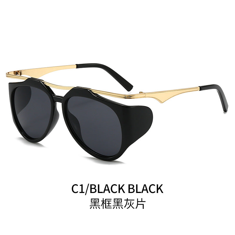 Damen Modische Sport-Sonnenbrille mit Oversized-Rahmen und goldenen Akzenten Brehn