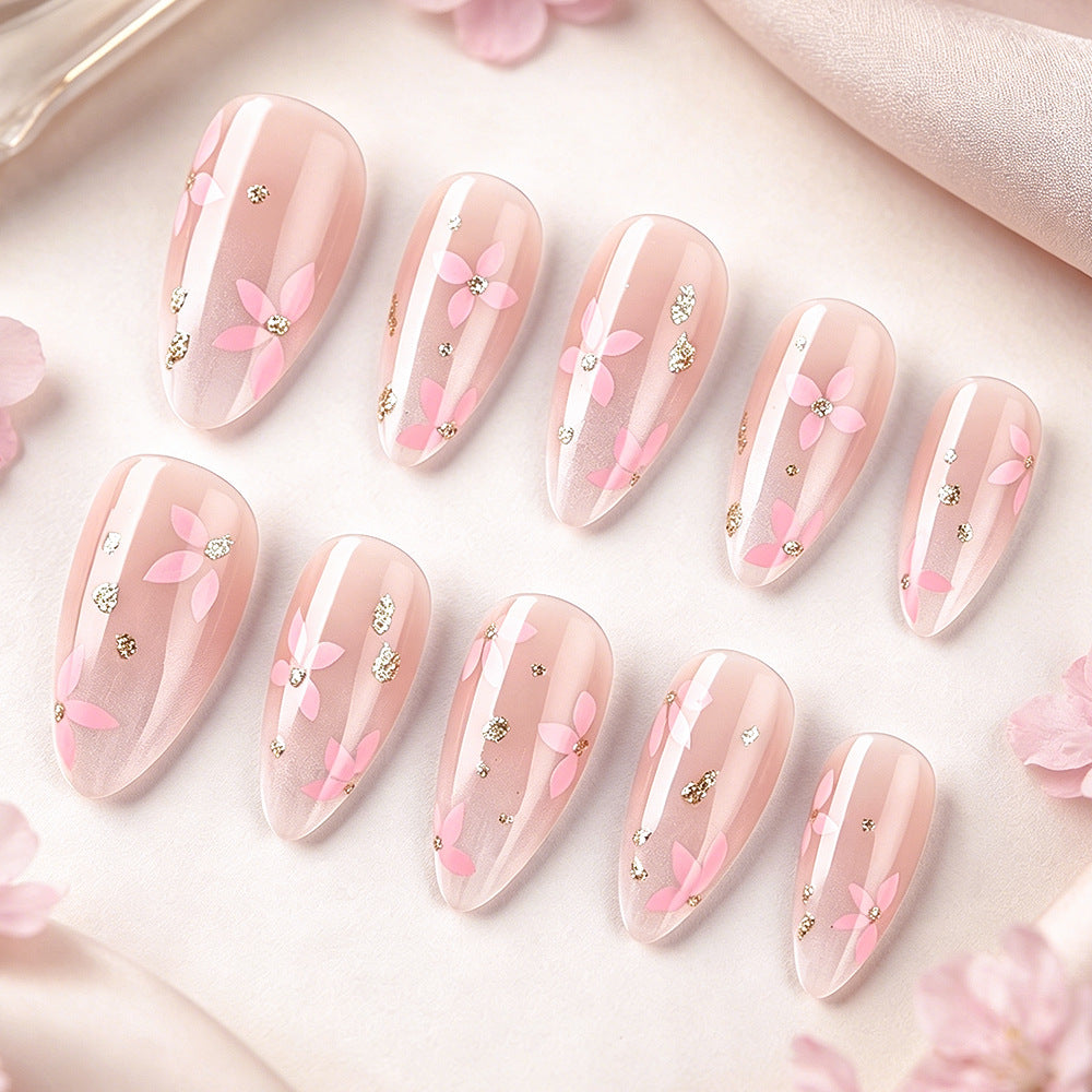 Dekorativer Floral Press-On Nagel Satz Brehn