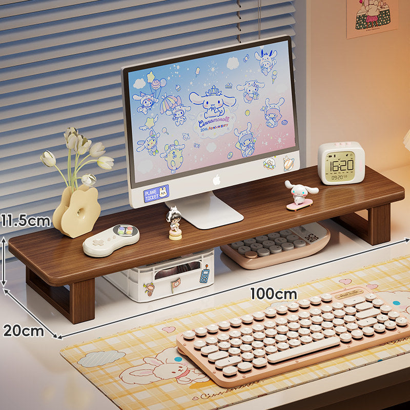 Bambus-Desktop-Monitorständer mit Unterregal-Tastaturlagerung und Kabelmanagement