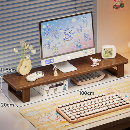 Bambus-Desktop-Monitorständer mit Unterregal-Tastaturlagerung und Kabelmanagement