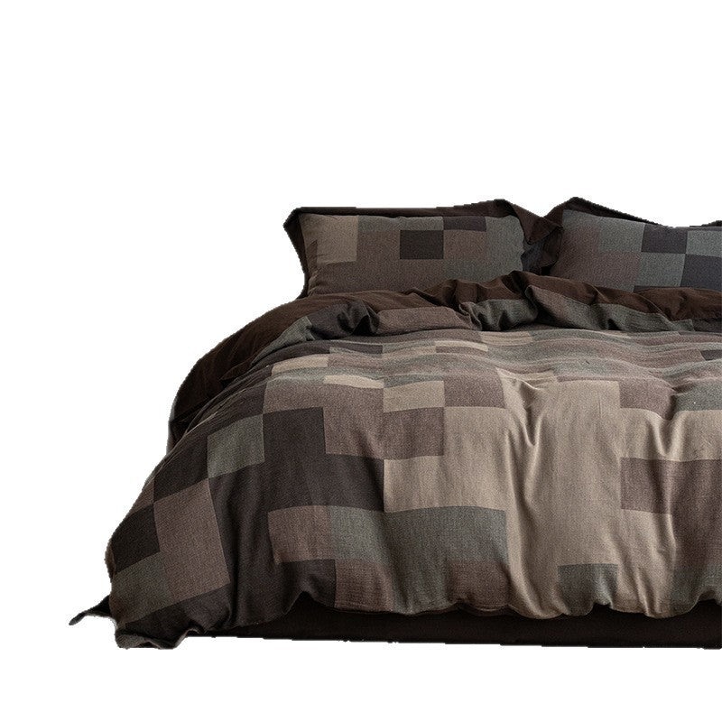 Umkehrbare Patchwork Chambray-Webart Bettwäsche und Kissenbezüge