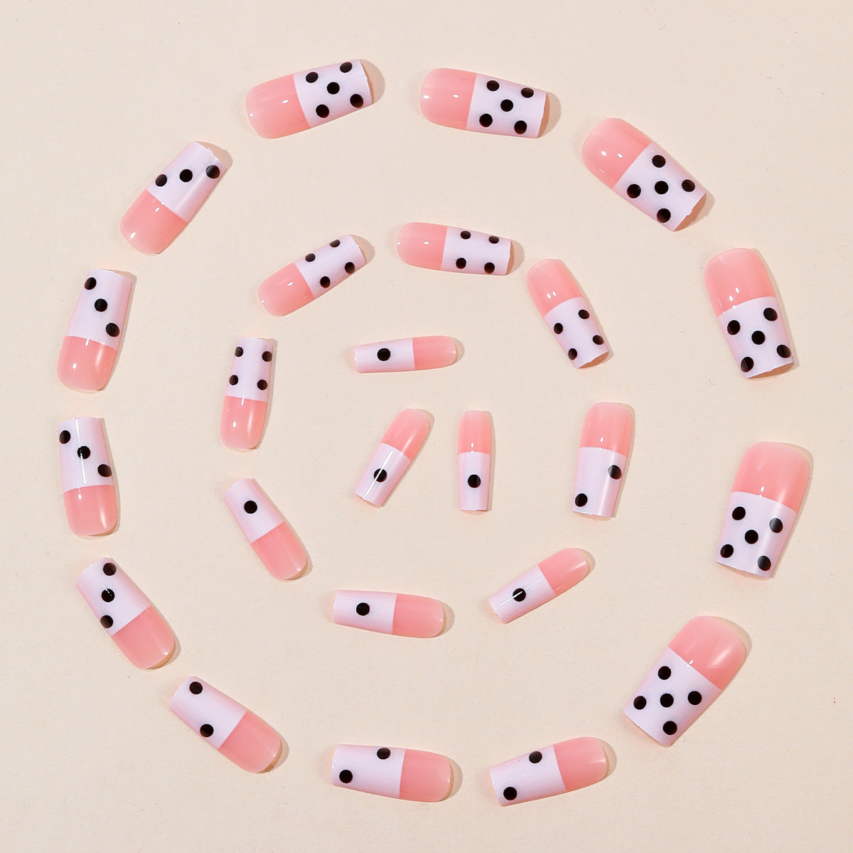 Dekorative Polka Dot French Tip Nagelverlängerungen Brehn