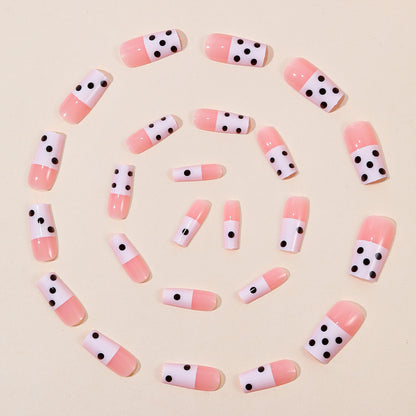 Dekorative Polka Dot French Tip Nagelverlängerungen Brehn