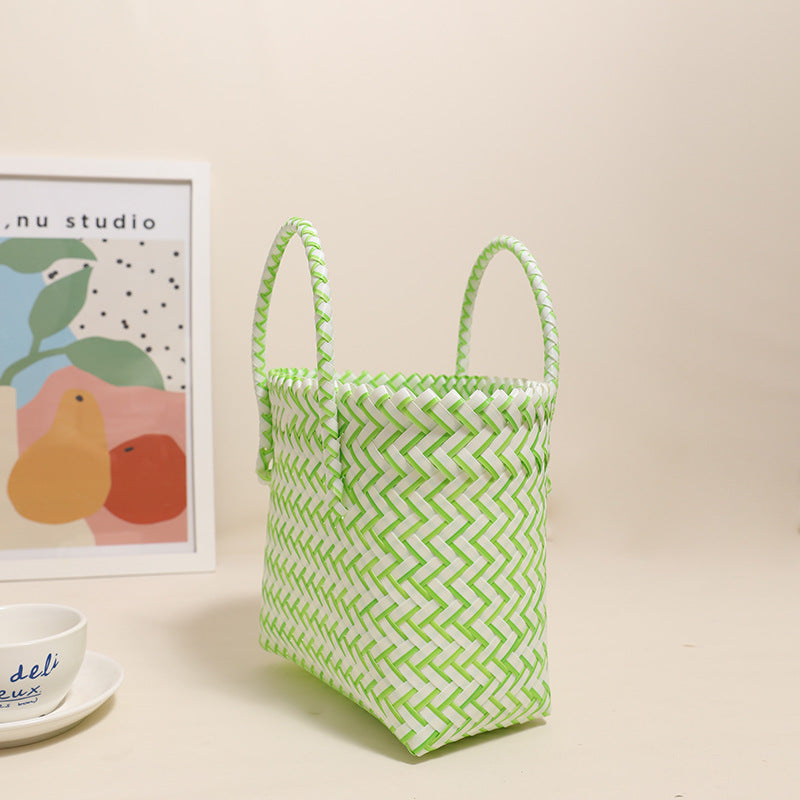 Damen Handgearbeitete Freizeit-Tasche mit zigzag Flechtmuster Brehn
