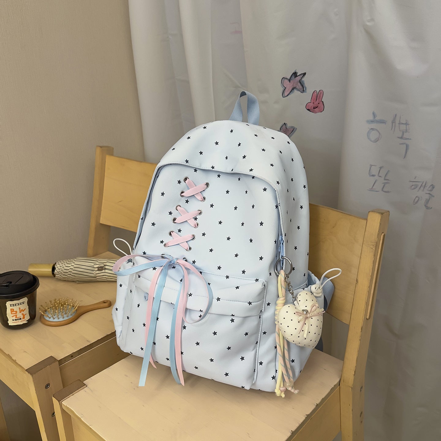 Niedlicher Schnürung Sternen Druck Rucksack