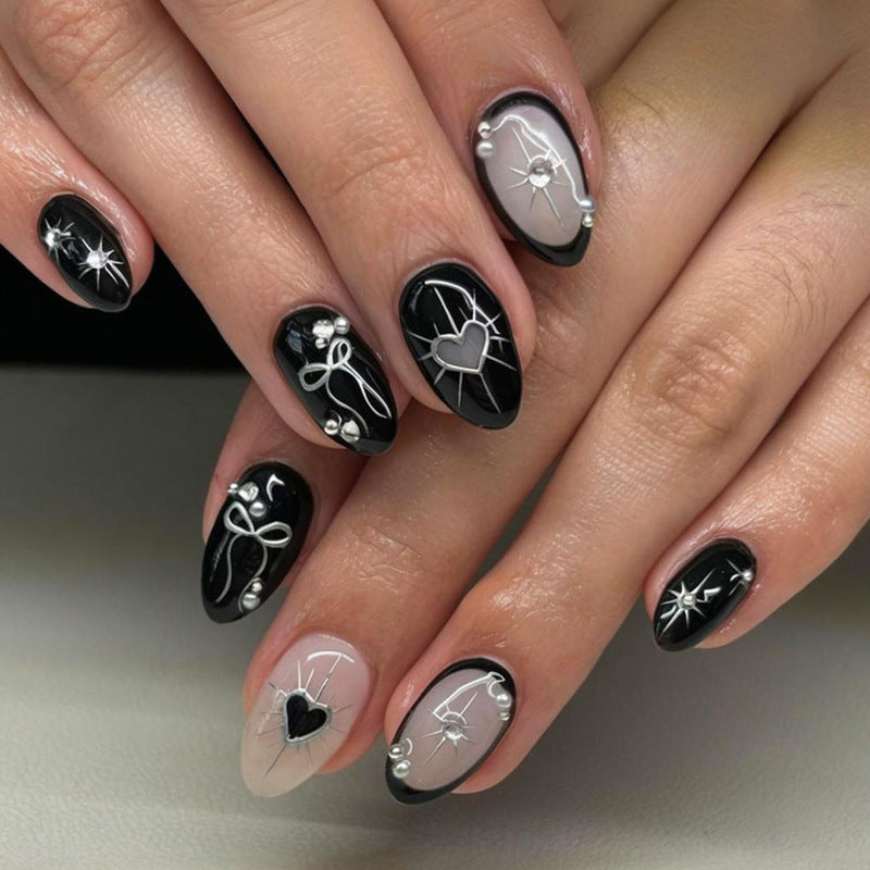 Kunstnagelset mit elegantem Schleifen- und Herzdesign Brehn