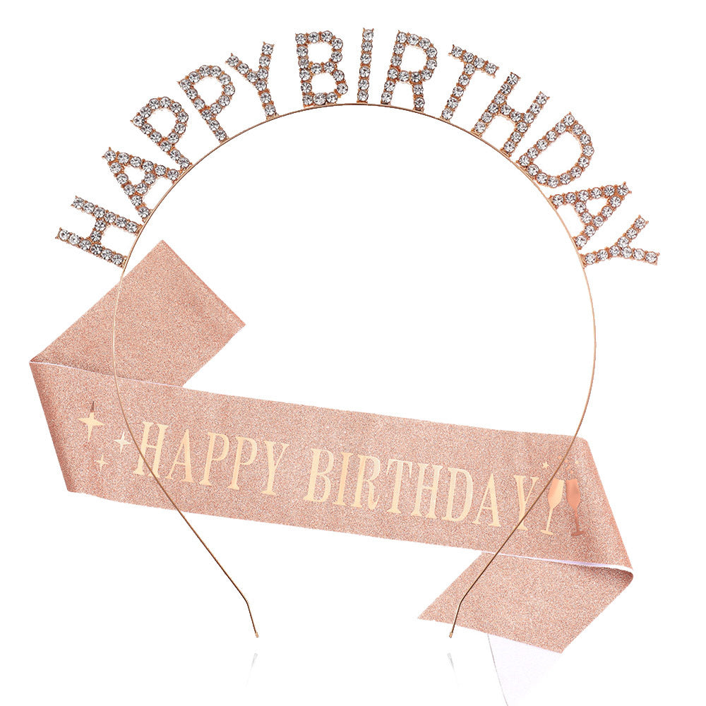 Damen Glitzernder Haarreif mit "Happy Birthday"-Aufschrift Brehn