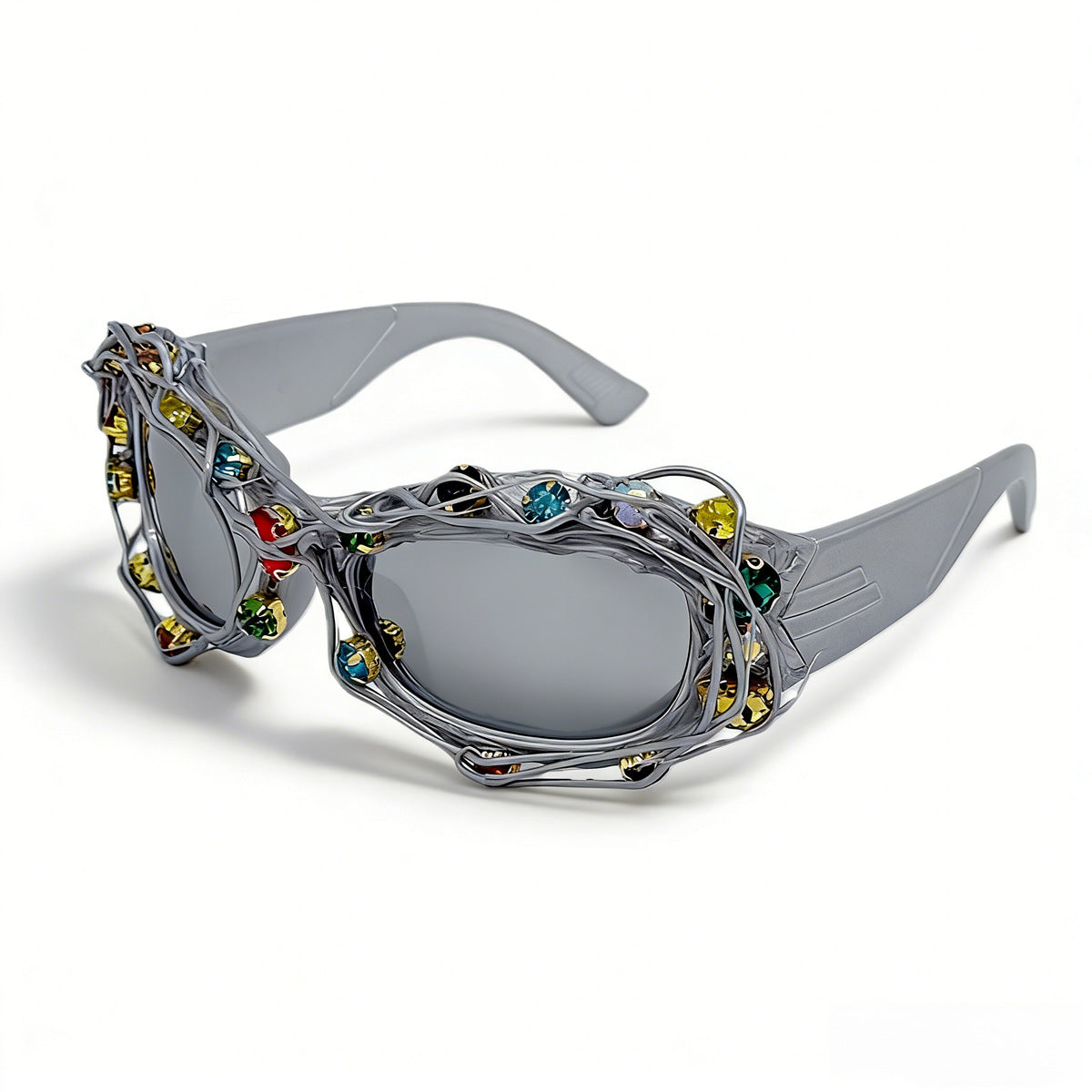 Damen auffällige Designer-Sonnenbrille mit Strass-Applikationen Brehn
