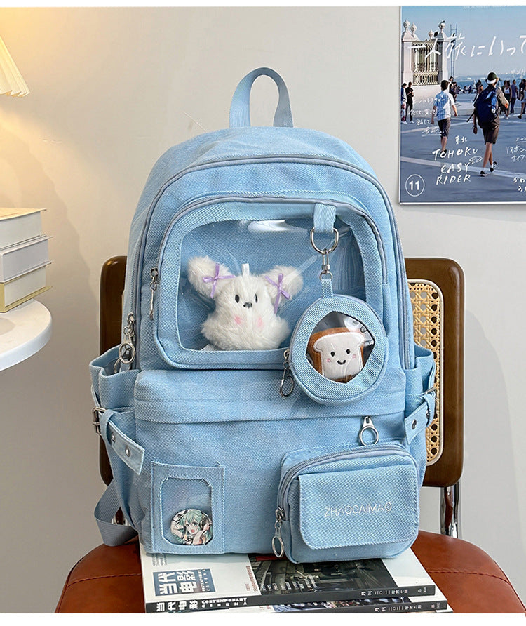 Lässiger Schulrucksack mit transparentem Panel