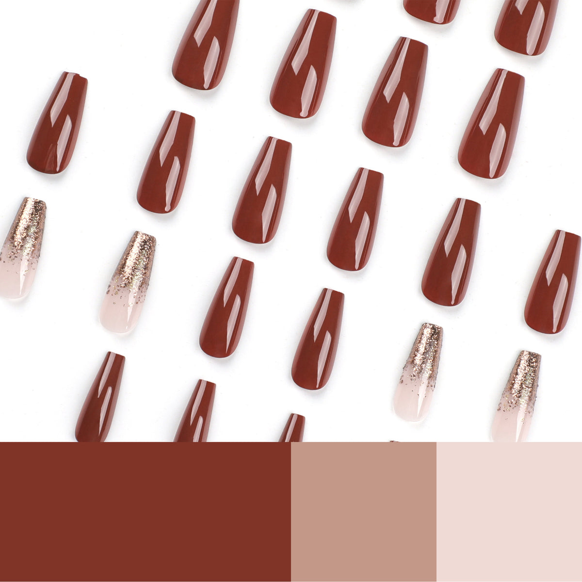 Künstliche Acryl-Nägel mit eleganten Glitzerakzenten und kreativen Designs Brehn