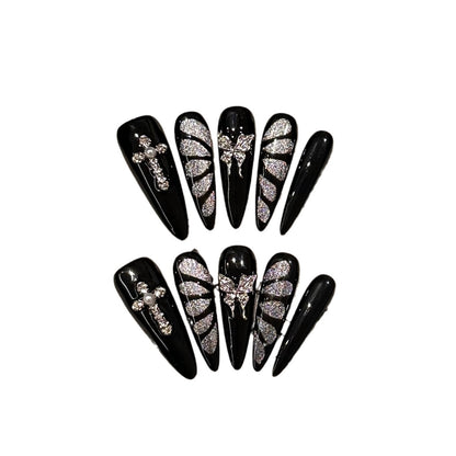 Künstlerisches von der Gothic inspiriertes Press-On-Nagelset