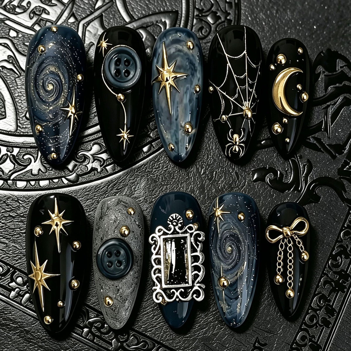 Himmlisches Thema Press-On Nagelkunst Brehn
