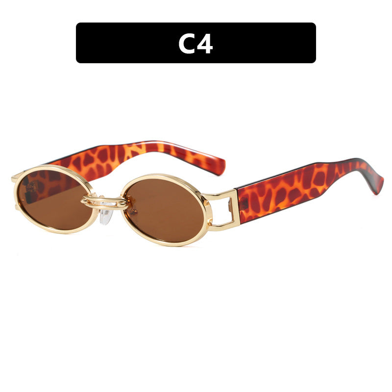 Damen ovalförmige Sonnenbrille mit goldenen Akzenten und stylischem Rahmen Brehn