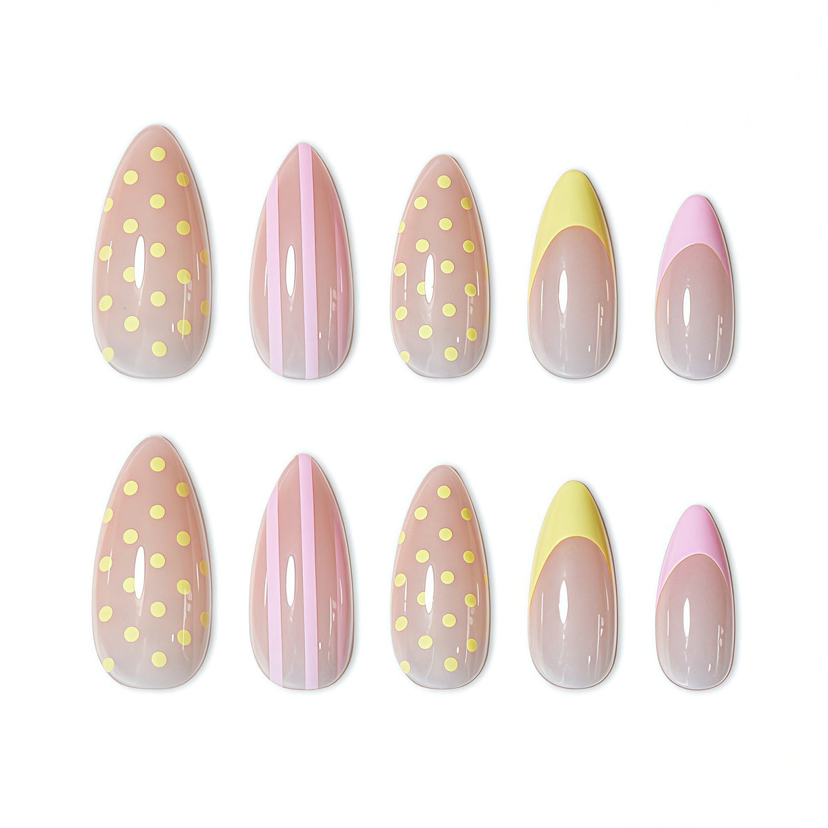 Dekorative Polka Dot und Verlaufs Press-On Nägel Brehn