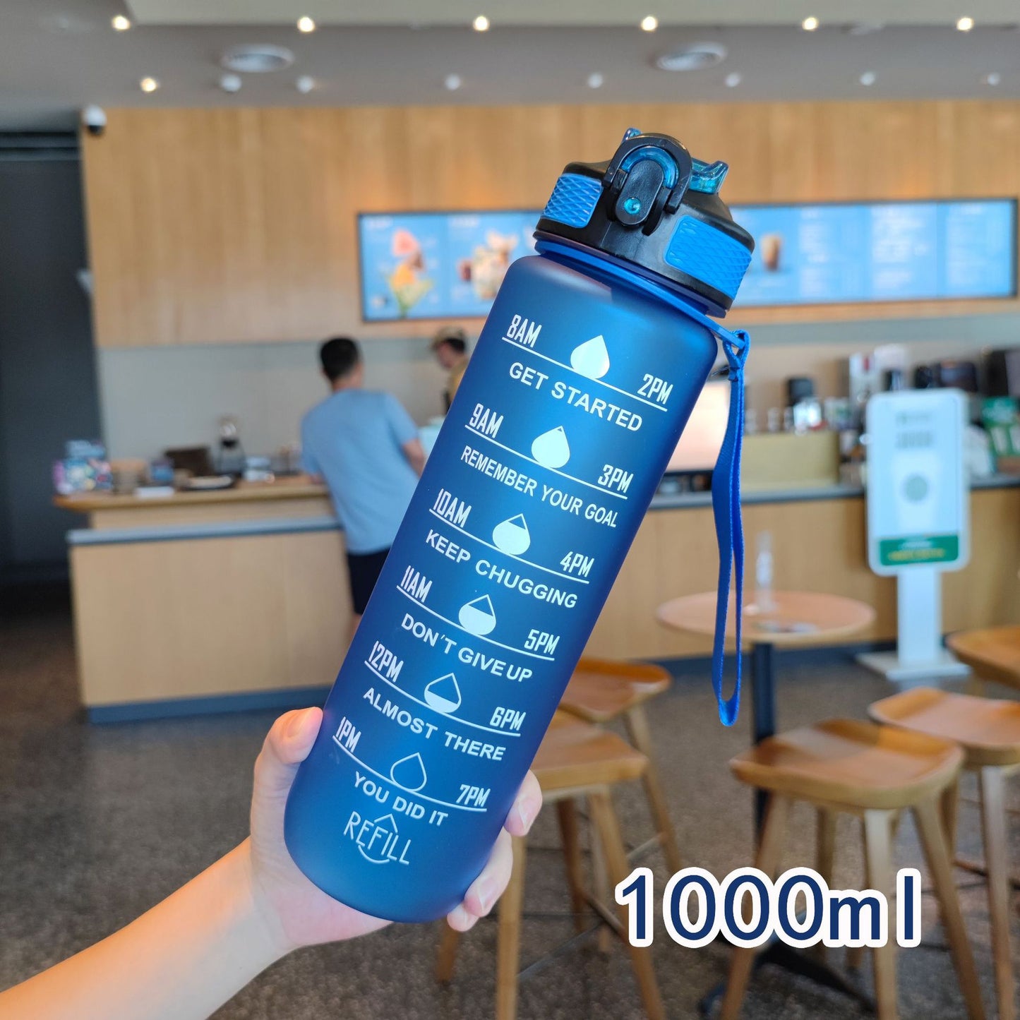 Damen motivierende Wasserflasche mit Zeitmarkierungen Brehn