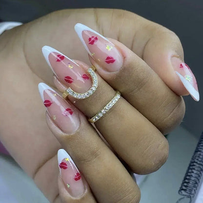 Elegante Kiss-Druck Französische Tipp Nail Art Extensions Brehn
