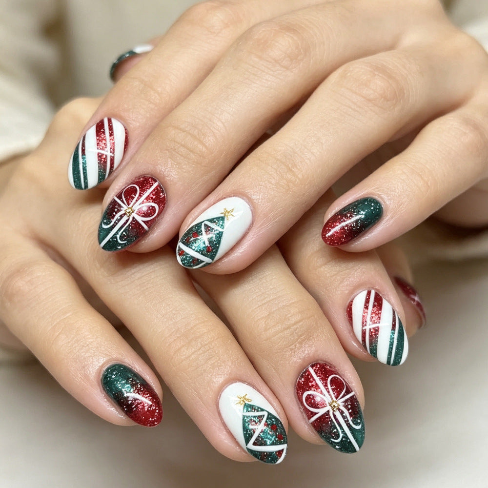 Festliche Weihnachten-Themen Press-On Nagelkunst Brehn