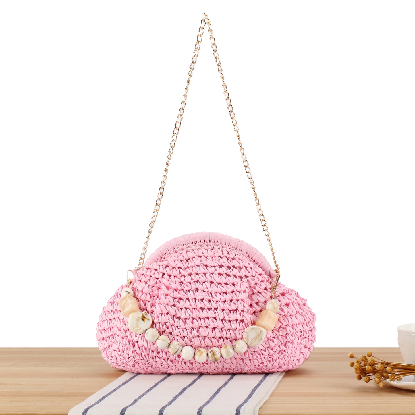 Schultertasche mit Eleganter Perlenverzierung Brehn