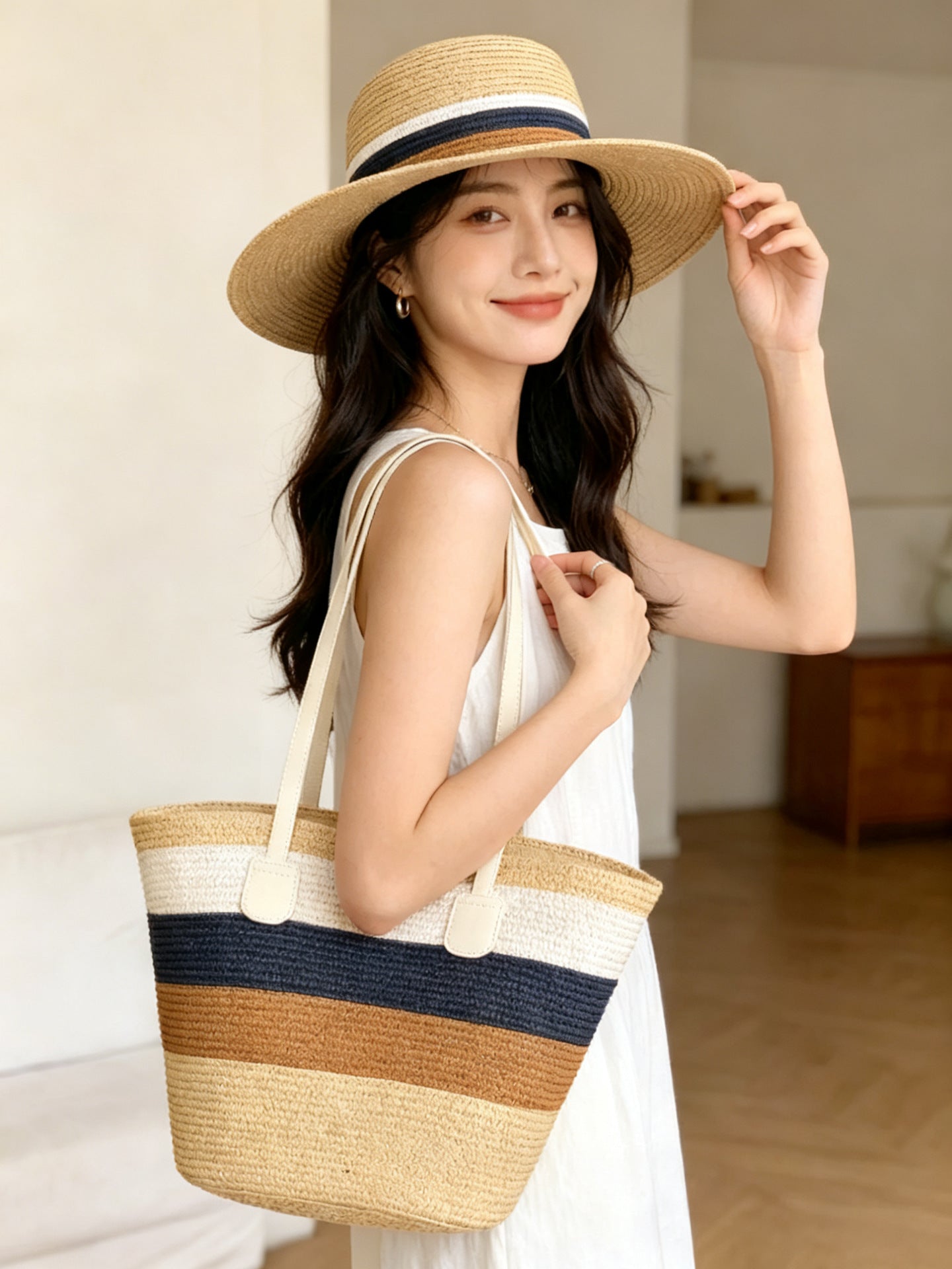Strandtasche mit Bunten Streifen Brehn