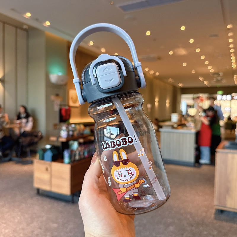 Damen Lustige Kunststoff-Trinkflasche mit integrierter Trinkhalmfunktion Brehn
