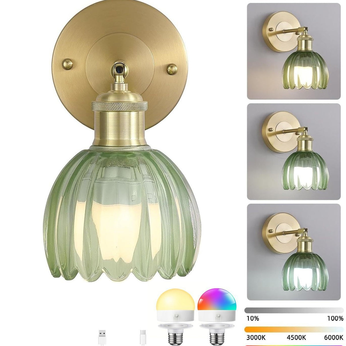Elegante Glas Wandleuchte