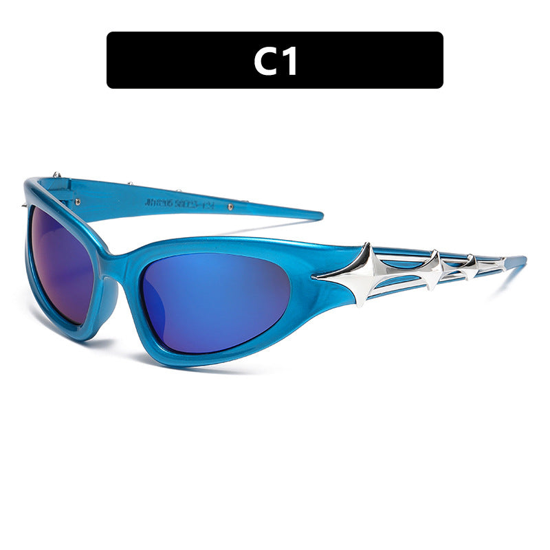 Damen futuristische Sonnenbrille mit einzigartigem Sternedesign Brehn