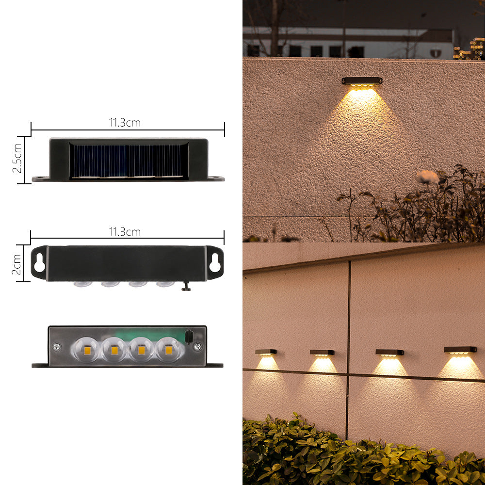 Kompakte Solar-Motion-Sensor-LED-Wandlampe für Außenstufen und Zäune Brehn
