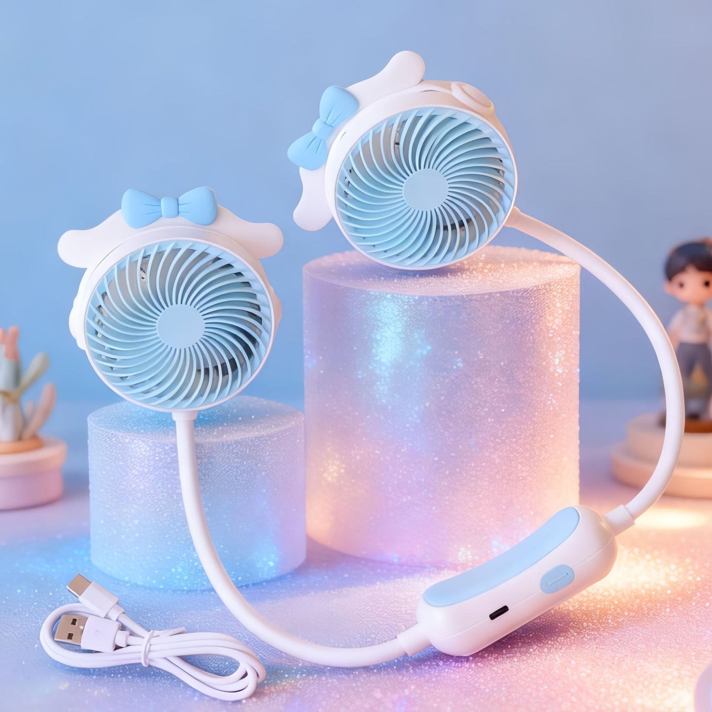 Damen Tragbarer Nack вентилятор mit Flexiblem Halter und Doppelventilator System Brehn