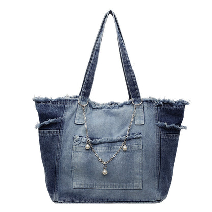 Distressed Denim Tragetasche