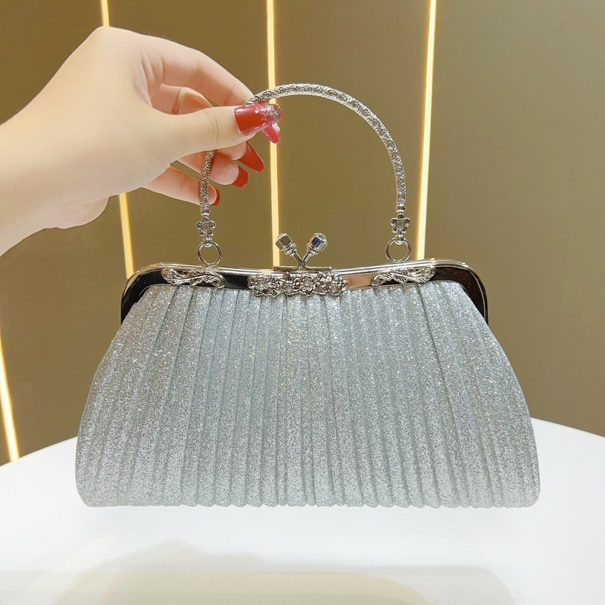 Plissierte Glam Abendhandtasche