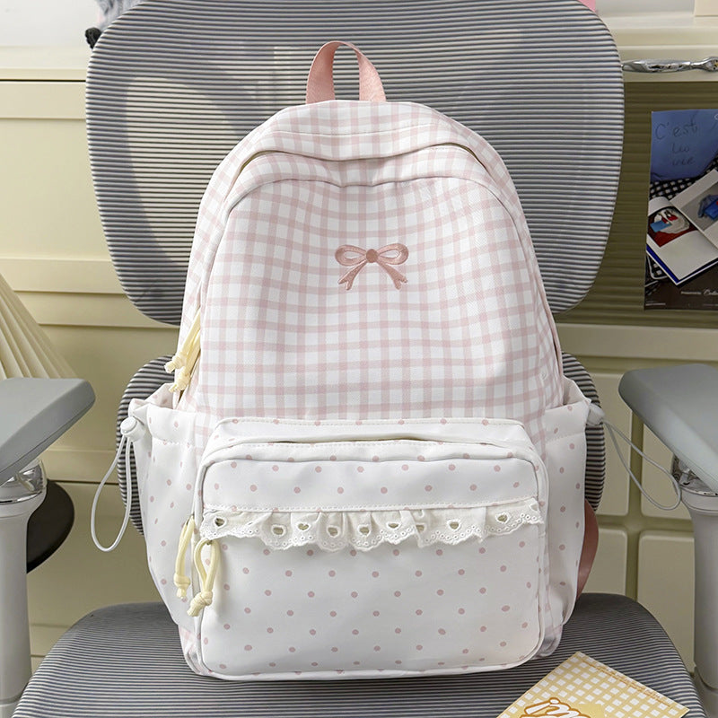 Verspielter Gingham- und Pünktchen-Rucksack Brehn