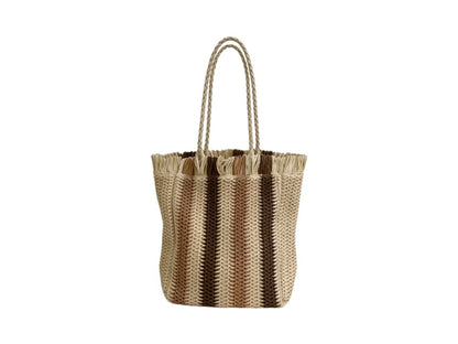 Geflochtene Strandtasche mit Fransigen Details Brehn