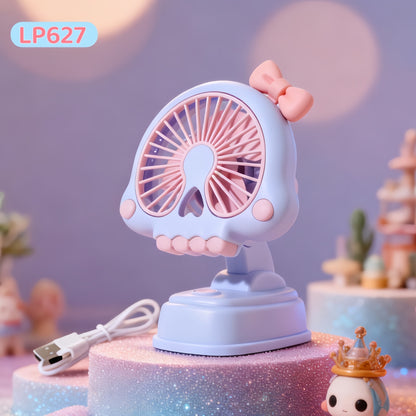 Unisex nan kompakter USB Tischventilator mit verstellbarem Neigekopf, sicherem Schutzgitter und niedlichem Ohr-Design Brehn