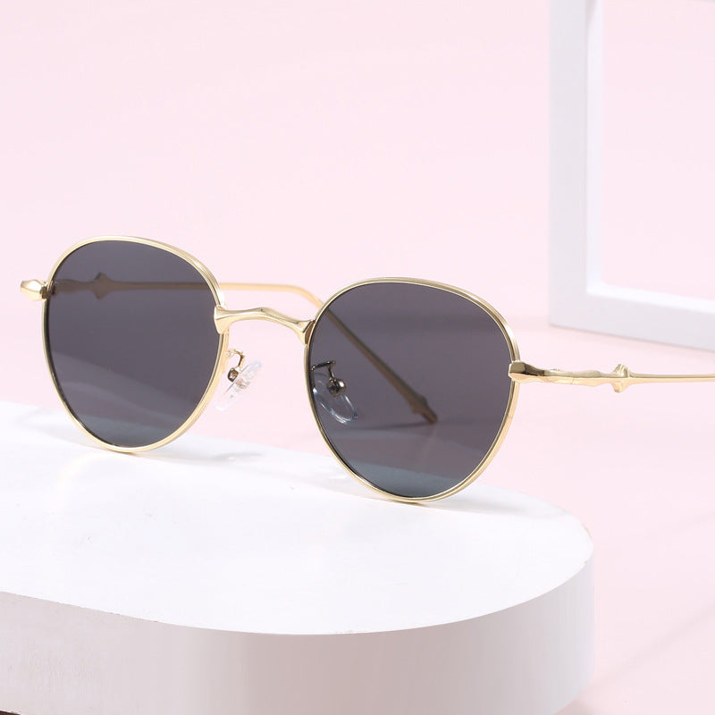 Damen elegante runde Sonnenbrille mit modischem Metallrahmen Brehn