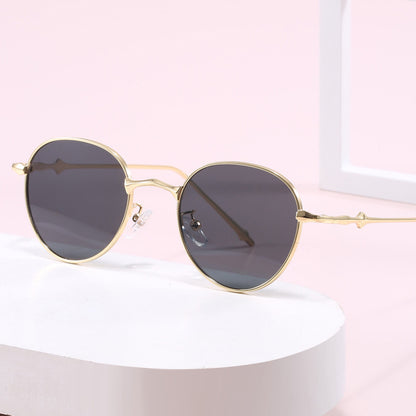 Damen elegante runde Sonnenbrille mit modischem Metallrahmen Brehn