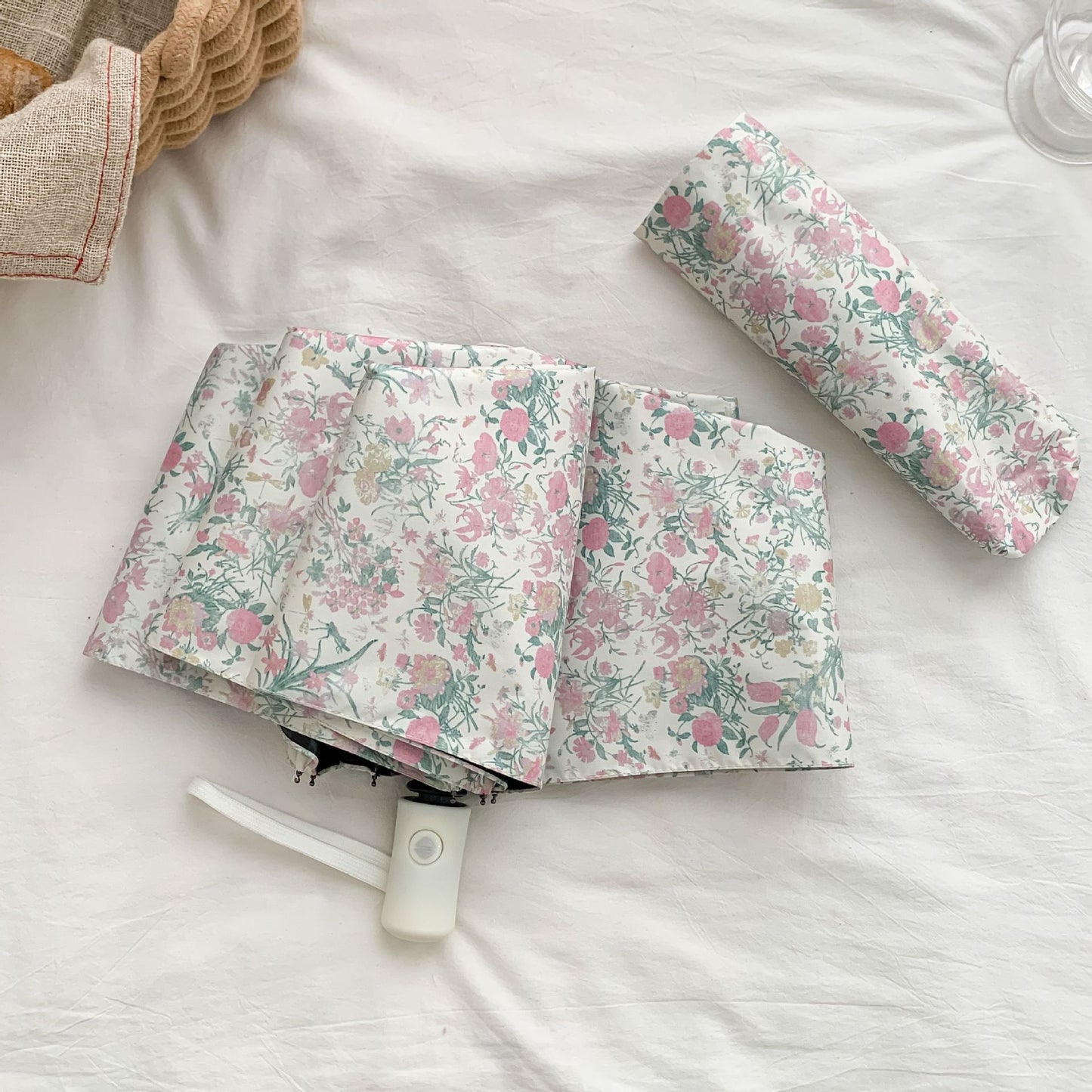 Damen Faltbarer Regenschirm mit detailliertem Blumenmuster Brehn
