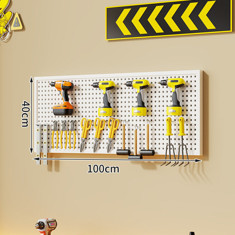 Wandmontierter perforierter Metallwerkzeug-Pegboard-Organizer mit Magnetstreifen und Mehrfachhaken